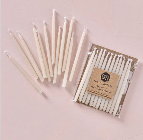 Hand Dipped Beeswax Birthday Candles- Ivory