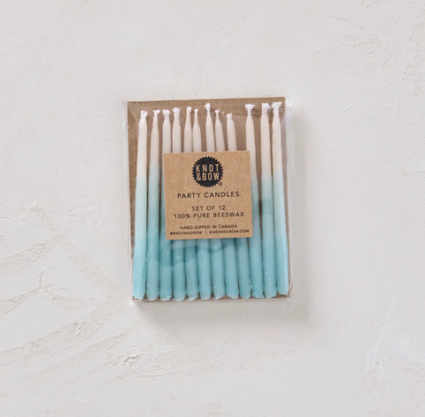 Hand Dipped Beeswax Candles- Aqua Ombre