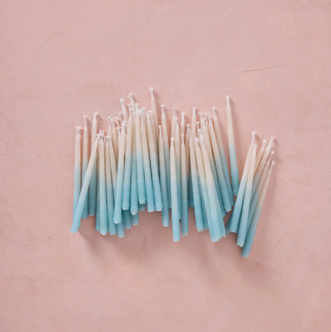 Hand Dipped Beeswax Candles- Aqua Ombre